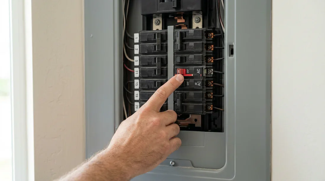 Coupure électrique au disjoncteur pour reset de la climatisation Coupure du disjoncteur électrique alimentant la climatisation Toshiba pour réinitialiser le système