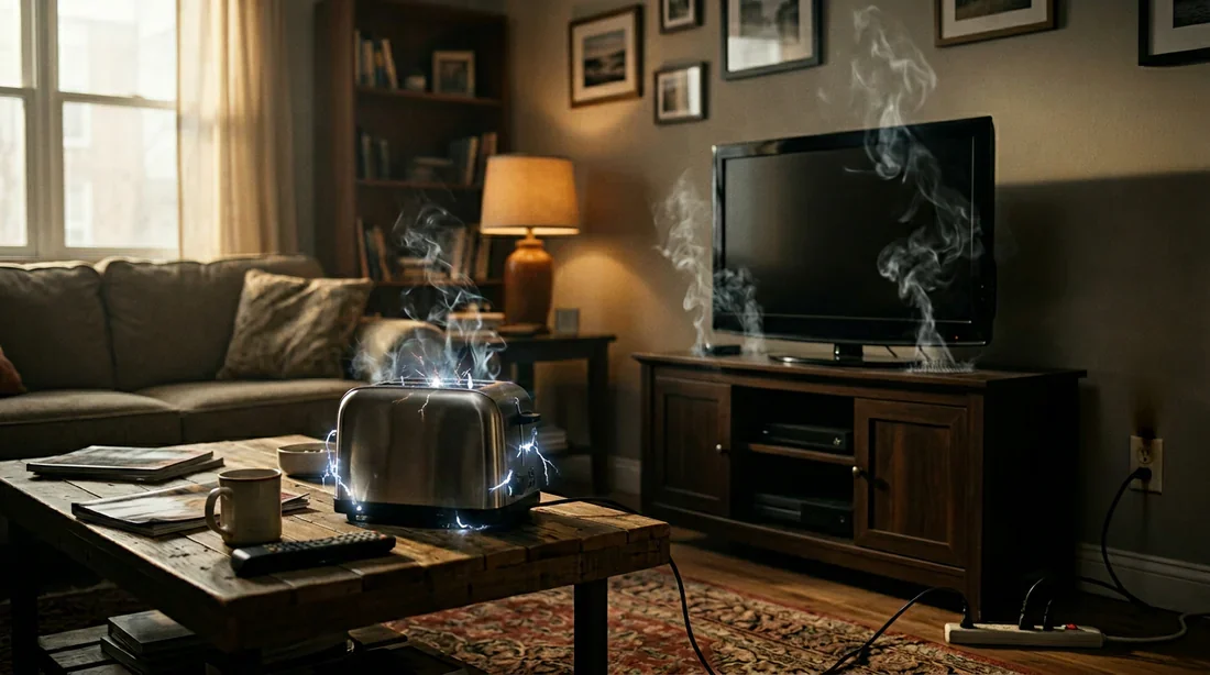 Appareils électroménagers endommagés par une surtension électrique.
