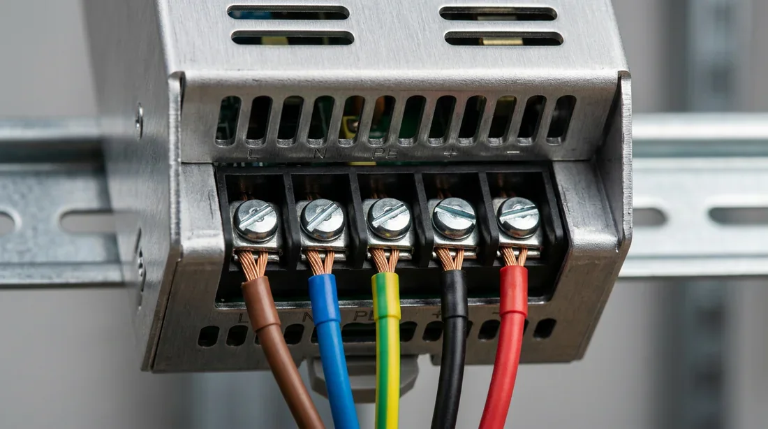 Détail technique d'une alimentation 24V pour rail DIN