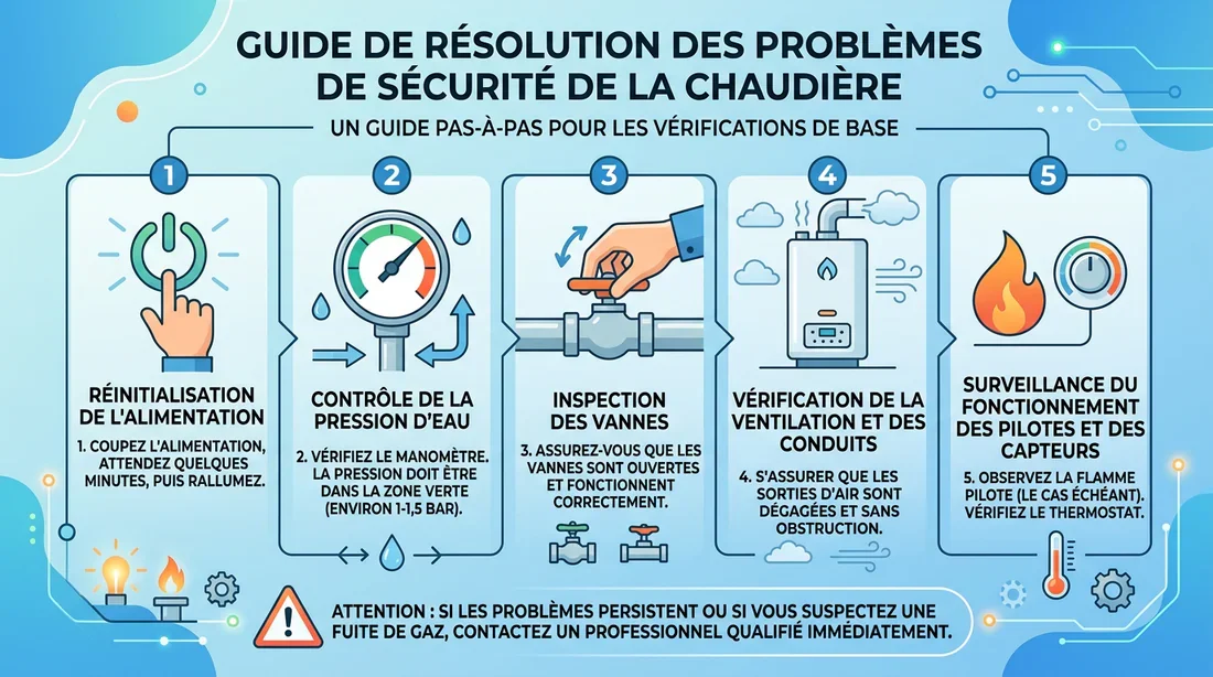 Infographie des étapes de vérification de chaudière