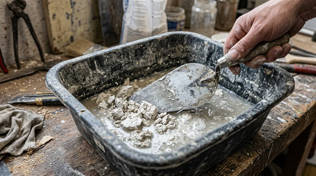 Récupérer un enduit sec : est-ce vraiment possible ? Technique pour tenter de réhydrater un enduit séché avec une spatule