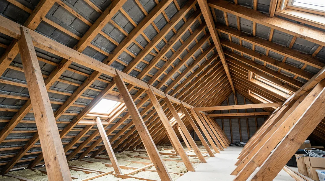 Ventilation optimale de la charpente et sous-toiture Combles isolés et bien ventilés sous une toiture en ardoise