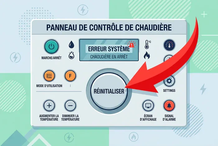 Infographie du bouton Reset chaudière Viessmann