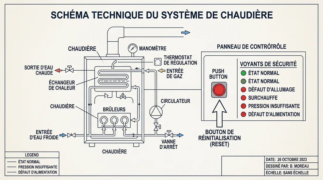 Schéma technique des composants de la chaudière Viessmann